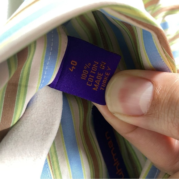 Kuhlman striped dress shirt size 40 men 100% cotton made in Turkey long‎ sleeve - Picture 5 of 10